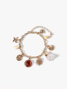 Opalesca Pulseras de acrílico de moda para mujer para usar todos los días, premium/elegante/elegante/uso diario/minimalista, perla/cristal, verano/playa/baile de graduación/fiesta/vacaciones, compromiso/boda/promesa, novia, corazón/floral, Fairycore/Mermaidcore, chapado en oro de 18K - Multicolor - Ver 17