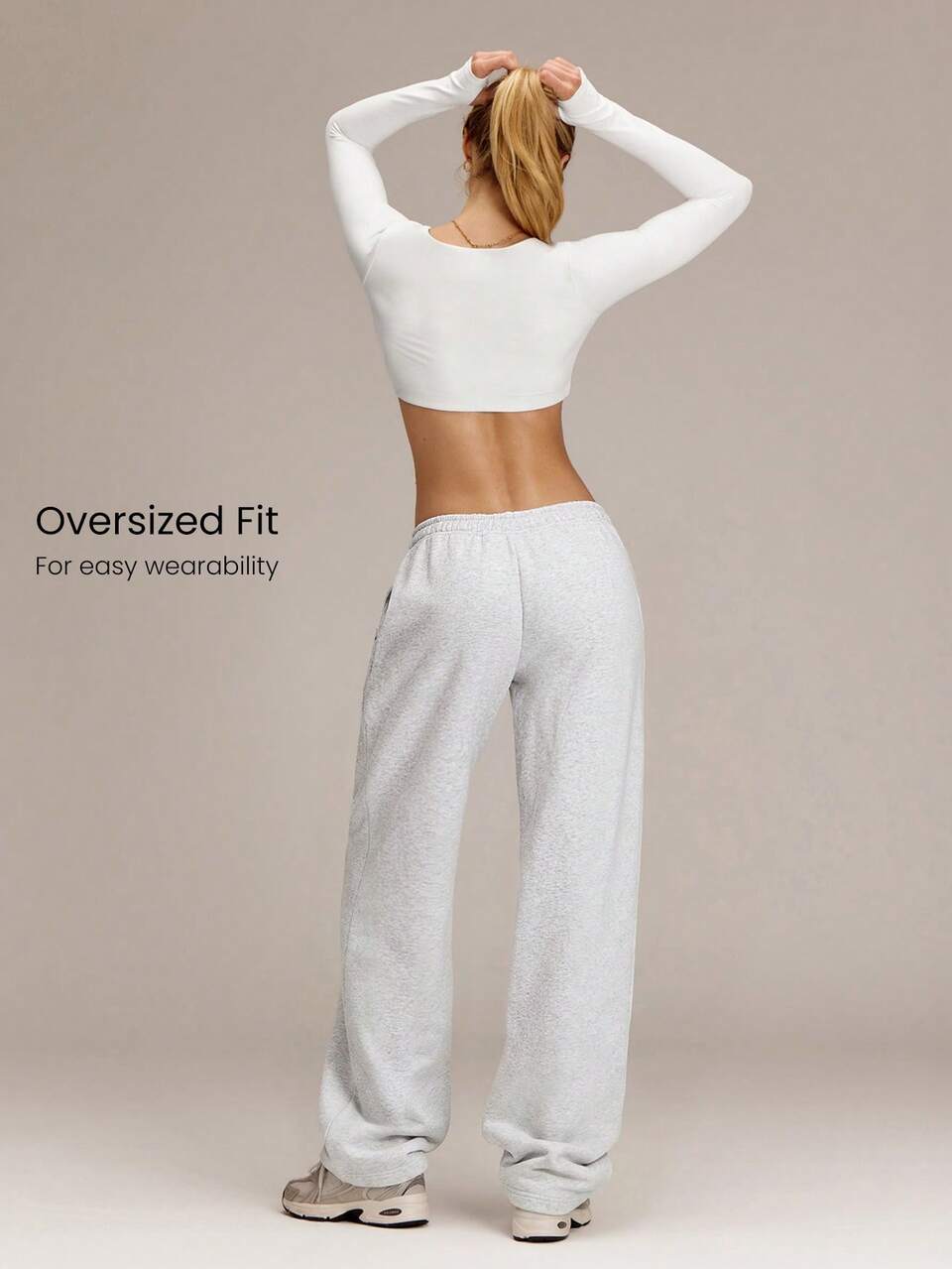 30'' Everyday Fleece Wide Leg Adjustable Drawstring Waist Basic Joggers Sweatpants With Side Pockets Daily Casual Fall Winter