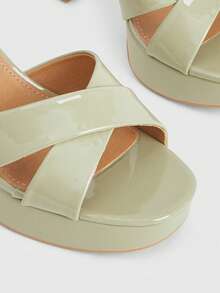 CUCCOO LuxiPop Sandal Wedges Platform Wanita, Ujung Terbuka, Tali Silang, Gesper Pergelangan Kaki, Hak Tebal, Cocok untuk Wanita yang Mengenakan Pakaian untuk Pesta Musim Panas dan Pernikahan - Hijau - View 5