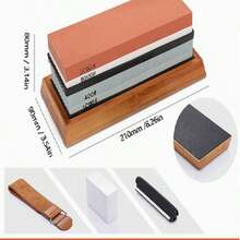 1/3/8 PCS Multifunctional Knife Sharpener Set Double Sided Whetstone 400/1000/3000/8000 Grit With Angle Guide Non Slip Base Leather Scraper Durable Blade Polishing Tool For Kitchen Cutter Daily Sharpening Use. - multicolor - View 3