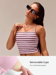 GLOWMODE FeatherFit™ T-Neck Racerback Tank Top Light Support Low Impact Yoga Pilates Studio Spring Summer - Pink - View 3