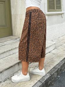 Jeanoix Y2K Große Größen Denim Jeans, Amerikanische Retro Leopardenmuster Denim Jeans, Musikfestival Schulzeit Alltag Reise Denim Jeans - Verschiedenfarbig - Übersicht 6