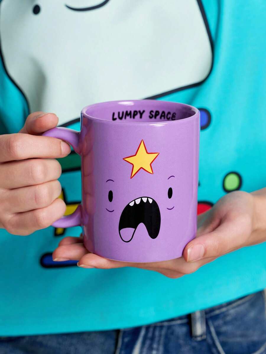 ADVENTURE TIME X SHEIN 1 buah Mug Keramik Bergambar Kartun 10,14oz/300ml, Cocok untuk Air, Susu, Jus, Kopi, Teh, BMO, JAKE, FINN, LUMPY SPACE, ADVENTURE TIME - Purple - View 1
