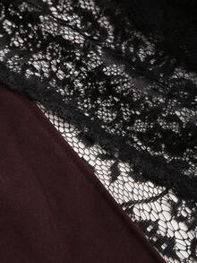 Sweetra Women's Spring/Summer Black Asymmetrical Cutout Lace Patchwork Blazer Skirt, Slimming Mid-Length - Burgundy - View 7