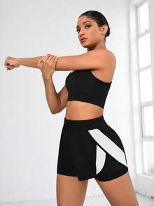 Gameset SHEIN Sport 女款 2-In-1 對比色口袋運動短褲 - 彩色 - 查看 5