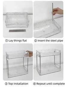 1Pc Double-Layer Clear Desktop Organizer Tray, Easy To Install, Storage Rack For Cosmetics & Cups, Multi-Use For Bathroom, Bedroom, Office & Room Decor - multicolor - View 8