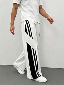 Sport MetroGents Men's Contrast Color Striped Sports Pants, Gym - White - View 6