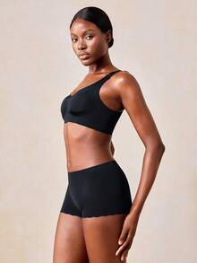 Veilyse Affordable Plus Size Seamless Backless Wireless Adjustable Strap Sports Bra, Thin - Black - View 4