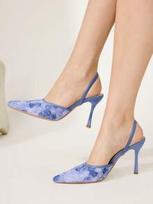 CUCCOO CHICEST Korean-Style Symphony Mesh Duo With High Heel Slippers Women's Summer Temperament Dating Shoes - Blue - View 4