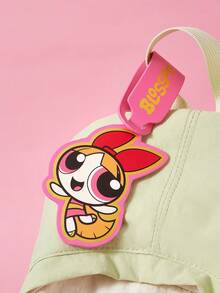 THE POWERPUFF GIRLS X SHEIN 卡通女孩主題金箔PU皮革護照夾與行李吊牌組，可愛旅行文件收納夾附名片夾，卡通迷專用旅行行李箱識別標誌 - 彩色 - 查看 5
