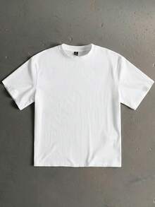 Manfinity Roghcode Men's Summer Casual Angel Letter Print Loose Drop Shoulder T-Shirt - White - View 3