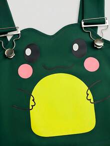 Sweetra Plus Size Cute Frog Print Casual Overalls - Olive Green - View 7