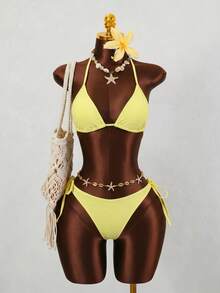 Bellisia Women's Casual Vacation Lemon Print Camisole Yellow Bikini Set Elegant Tank Top Women's Beachwear Women's Beach Bikini Summer 2026 Women's Summer Holiday, Graduation Season, Wedding Season, Back To School Season, Easter Season Party And Lunch Cute Casual Summer Camisole - Sweet, Romantic, Country Style - Yellow - View 5