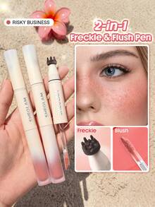 SHEGLAM Sunspell Freckle & Flush Pen-Risky Business Stamp Freckle Pen Tint Liquid Blush Smooth Long-Lasting Smudge-Proof Sweat-Proof Multi-Use Combo Brand Beauty Cosmetic Makeup For Women And Girls - Risky Business - View 1