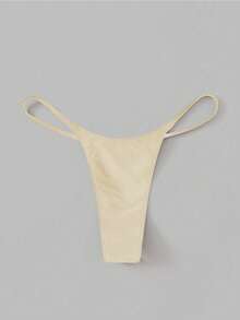 Swim Basics Women's Solid Color Triangle Bikini Bottom, Suitable For Summer Vacation And Beach - Apricot - View 3