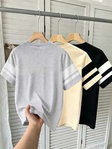 Manfinity Hypemode 3pcs Men's Color Block Striped Short Sleeve T-Shirts - Multicolor - View 2
