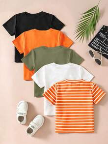 SHEIN Young Boy Summer Casual Versatile Short Sleeve T-Shirt - Multicolor - View 2