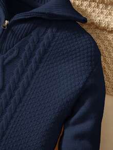 SHEIN Suéter holgado con cuello para niño joven - Azul Marino - Ver 4