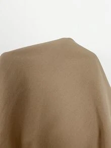 Lumalex 秋季女款短袖寬鬆立領收腰風衣喇叭領夾克外套 適合教師節 辦公商務穿搭 卡其綠 - 卡其色 - 查看 14