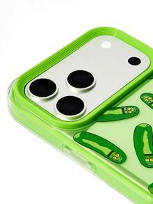 Rick and Morty X SHEIN 卡通圖案綠色邊框手機殼，防摔保護 iPhone13-17 手機殼 - 彩色 - 查看 5