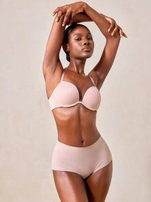Veilyse Enhancing Lift T-Shirt Bra: Provides Lifting And Shaping Effect, With Convertible Criss-Cross Straps And Smooth Fabric - Creates A Fuller, Rounder Bust Shape For All-Day Comfort. Suitable For Daily Wear, Formal Occasions, And Casual Outfits, An Ideal Choice For Those Seeking Reliable And Slimming Intimate Apparel! - Dusty Pink - View 5