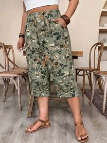Weeklong Pantalones cortos de lino sintético casual talla grande - Verde - Ver 4