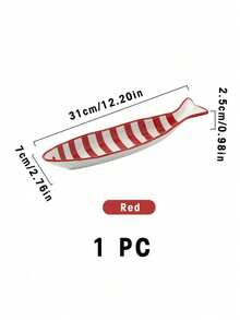 Cirelle 1PC Fish Shaped Ceramic Plates, Striped Porcelain Serving Dish, Cute Animal Snack Tray For Nuts, Candies, Dried Fruits, Mediterranean Style Appetizer Platters - Multicolor - View 7