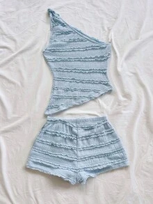 Soleia 新款女裝夏季服飾，度假穿搭，女款兩件套日常穿著，島嶼度假服裝，波希米亞風，浪漫花卉，度假，花卉 - 淺藍色 - 查看 2