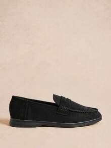 Rosivie Black Suede Loafers, Slip-On Soft-Soled Shoes, Commuter Versatile Retro Loafers - Black - View 7
