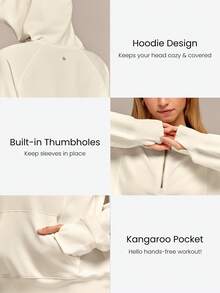 GLOWMODE Modal Silk Touch Oversized Long Sleeve Half-Zip Sweatshirt  Spring Summer - White - View 5