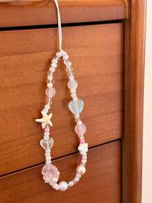 Handmade Beaded Phone Charm Strap, Cute Starfish Heart Shell Bead Lanyard Anti-Lost Chain For Phone Case, Camera, Earbud Case, Keychain & Handbag, Aesthetic Gift For Women Girls - Multicolor - View 10
