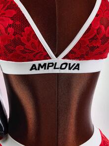 Amplova Women's Sexy 2pcs Set Contrast Lace Cropped Camisole Top And Shorts Club Night Red Summer - Multicolor - View 6