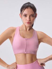Loungeista EMUPER 3pcs Seamless Front Zipper Women Casual Sports Bras, Hollow Breathable Racerback Fitness Yoga Sports Underwear - Multicolor - View 3