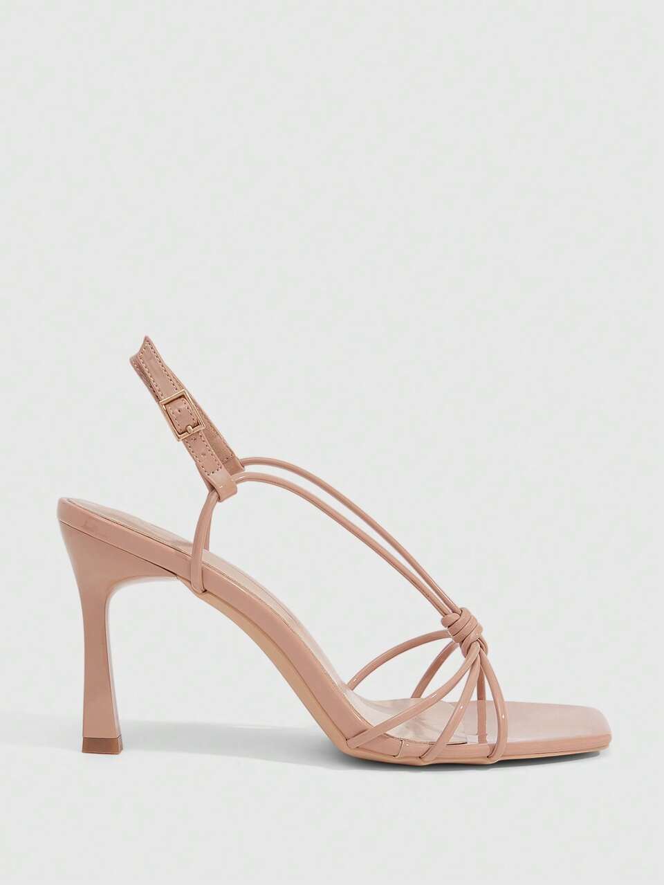 CUCCOO SZL Women Shoes Spring And Summer New Apricot Mirror Thin Strip With Ankle Strap Women's High-Heeled Sandals Fashionable Simple And Comfortable Versatile