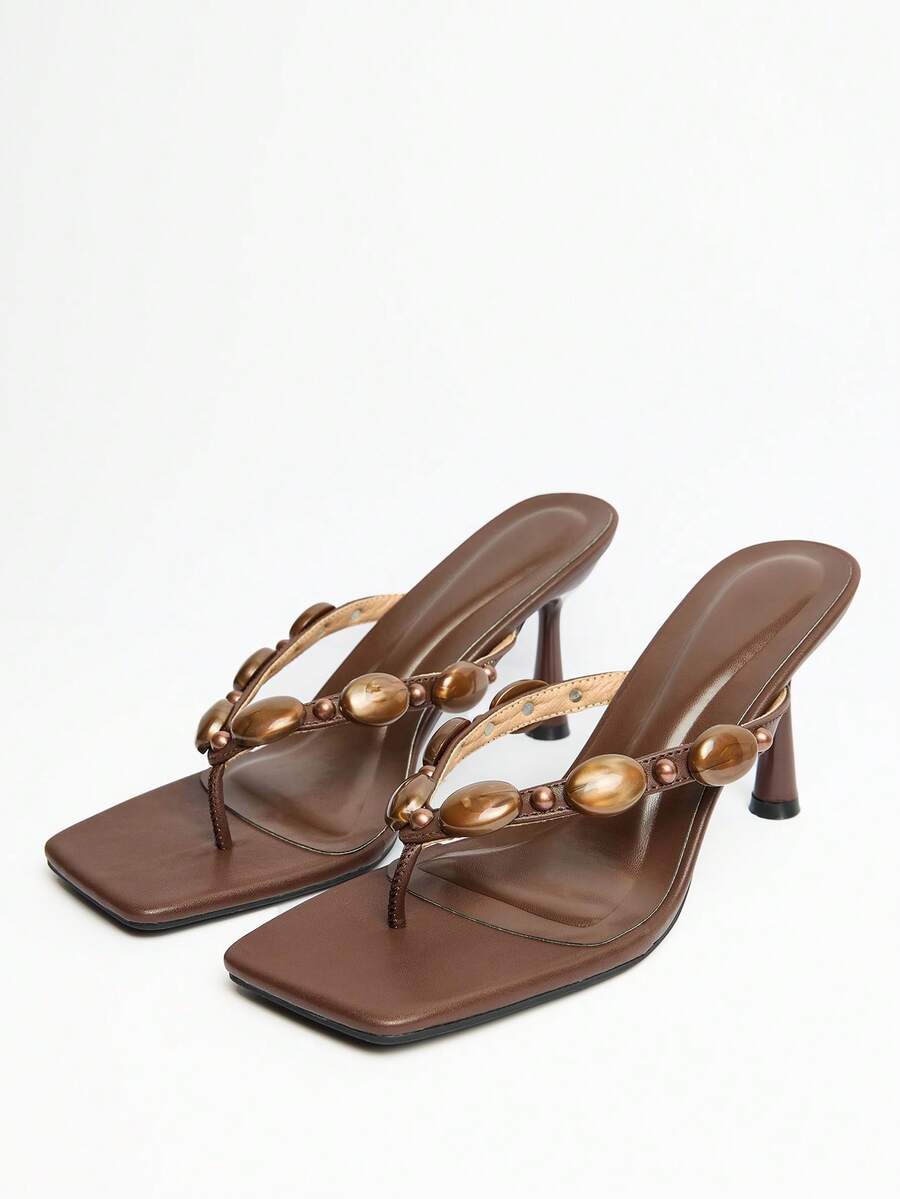 MUSERA Perspex Asymmetric Wedged Sandals Spring Summer Holiday Ibizia Festival Tropic Vacation Desiree - Coffee Brown - View 1
