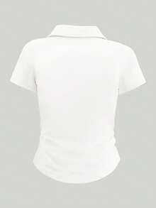 Airaco Camiseta de manga corta con estampado floral, ajuste ceñido y versátil para mujer, ideal para vacaciones y viajes - Blanco - Ver 2