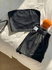 Comfortcana 女款休閒修身上衣與短褲兩件套，夏季套裝，復古風，外出套裝，度假服飾，街頭風，適合日常通勤、約會、聚會，秋冬春夏通用，聖誕節、新年、感恩節、派對、婚禮、海灘、畢業典禮，時尚優雅 - 黑色 - 查看 6