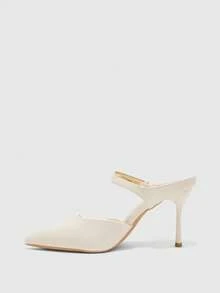 CUCCOO BIZCHIC Women's Spring And Summer New Simple Metal Buckle Pointed High Heels White Back Thin Heel Sandals Commuter Versatile Model - White - View 9