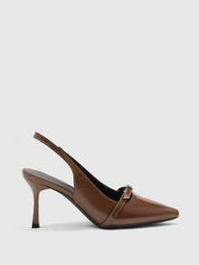 CUCCOO BIZCHIC Brown Pointed Stiletto Slingback Word With Buckle High Heel Shoes Commuting Fashion Simple Versatile Banquet Shoes Party Women's Shoes - Coffee Brown 1 - View 2
