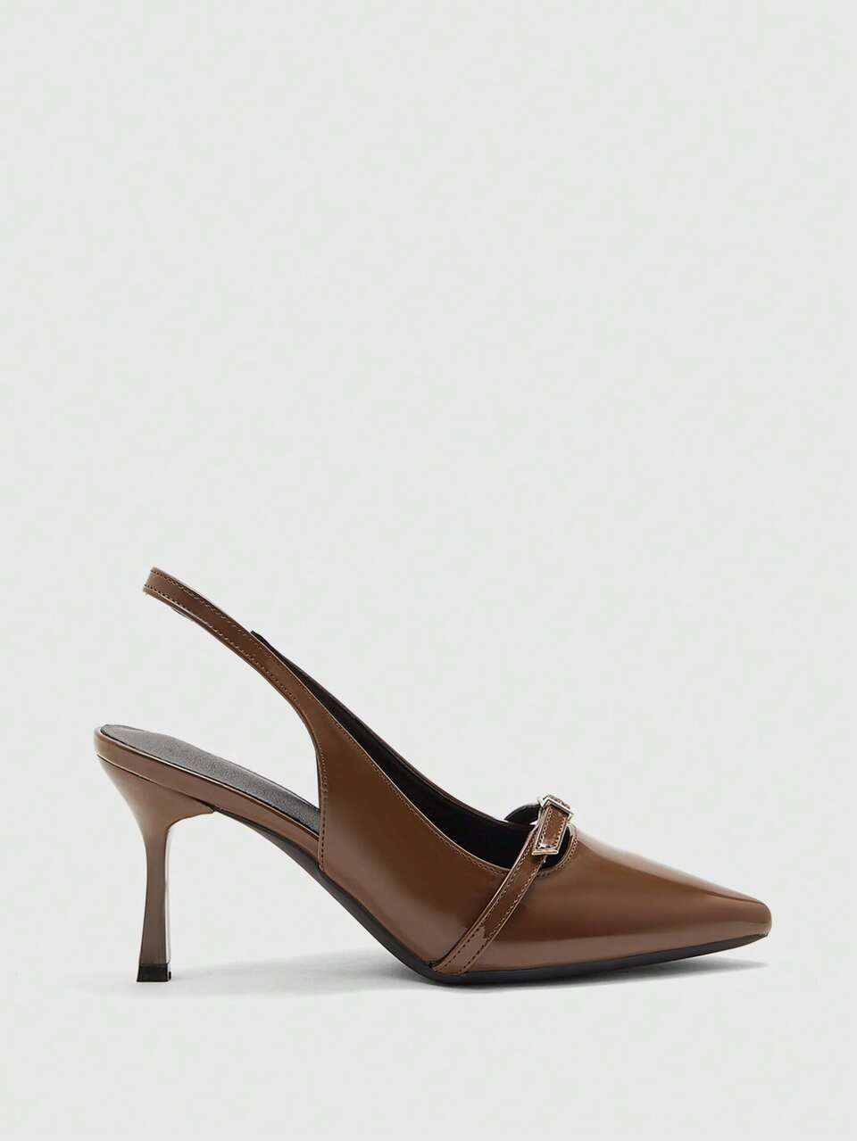CUCCOO BIZCHIC Brown Pointed Thin High Heel Slingback Word With Buckle Women's High Heel Shoes Four Seasons Commuting Fashion Simple Daily Versatile Women's Shoes Banquet Shoes Party Women's Shoes