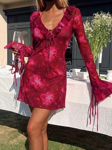 Opulessa Women's Floral Print Ruffle Hem Cover-Up Dress - Multicolor - View 6