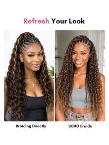 BOHO Braids 4PCS Highlight Super Wave Bulk Human Hair Extensions Super French Curl Bulk Braiding Hair For Bohemian Knotless Godness Braids Deep Wave Bulk Braiding Hair 95g/Pack - S4/27 - View 4