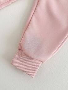 SHEIN 2pcs/Sets Fall Outfits For Girl Casual Style Suit,Long Sleeves Top&Long Pants - Pink - View 5