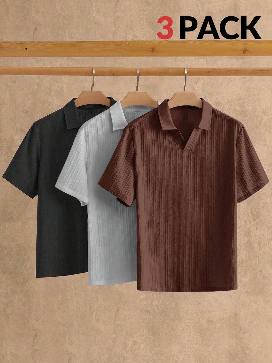 HIMLAND 3件組 男士極簡冰絲觸感短袖 Polo 衫 夏季款 - 彩色 - 查看 1