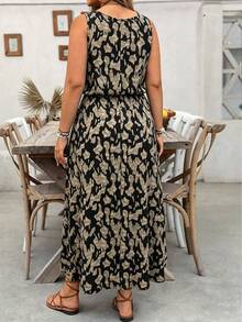 Breezaya Plus Size Loose Sleeveless Leopard Print Swing Dress, Casual Summer Holiday Leopard Print Dress - Multicolor - View 2