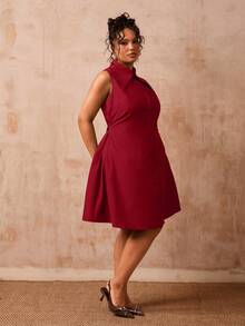 Veslaya Spring Summer New Arrivals Commuting Casual Elegant Everyday Outings Basic Party Formal Office Family Gathering Fitted Sleeveless Shirt Dress - Red - View 7