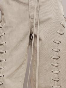 MUSERA Ösen-Schnürung lockere Passform Denim-Jorts Frühling Sommer sexy Date Night Club Festival Urlaub Nachtausgang Urlaub Soul Ties - Grau - Übersicht 5