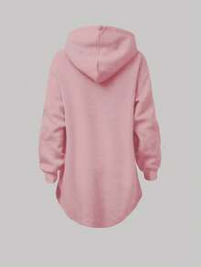 EMERY ROSE Sudadera con capucha de color liso casual para mujer, otoño/invierno - Rosa - Ver 2