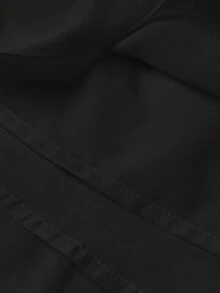 SHEIN MOD 白色多層荷葉邊掛脖立領迷你洋裝 - 黑色 - 查看 6