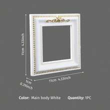 Cirelle 1 pieza, marco de cuadro decorativo tallado estilo europeo blanco y dorado, Body de marco de material de resina pintado a mano, artículo de exhibición en miniatura para mesa interior, accesorios DIY hechos a mano, múltiples formas disponibles para selección, mejora el estilo general del espacio, adecuado para decoración de escenas en bodas, celebraciones de festivales, etc., artículos de decoración en miniatura para casas pequeñas, accesorios para fotografía de belleza, arte de uñas, joyería, etc., decoración de empaque de regalo - 1PC - Ver 28